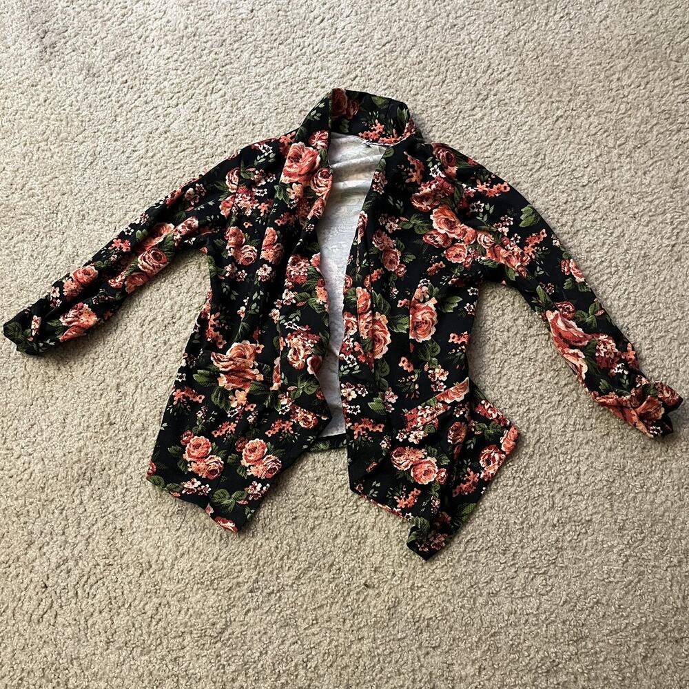 Urban Rose Womens Long Sleeve Floral Print Cardigan Open Front Size Medium